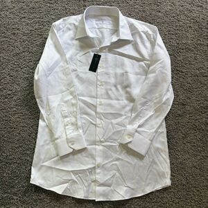 NEW Knot Standard Diamond Geometric Pattern White Dress Shirt Long Sleeve Sz XL
